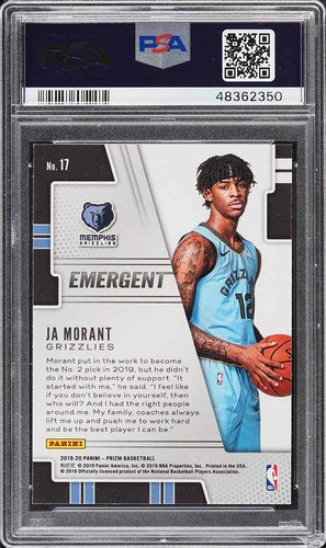 2019 PANINI PRIZM EMERGENT BASKETBALL JA MORANT ROOKIE #17 PSA 10 GEM MINT