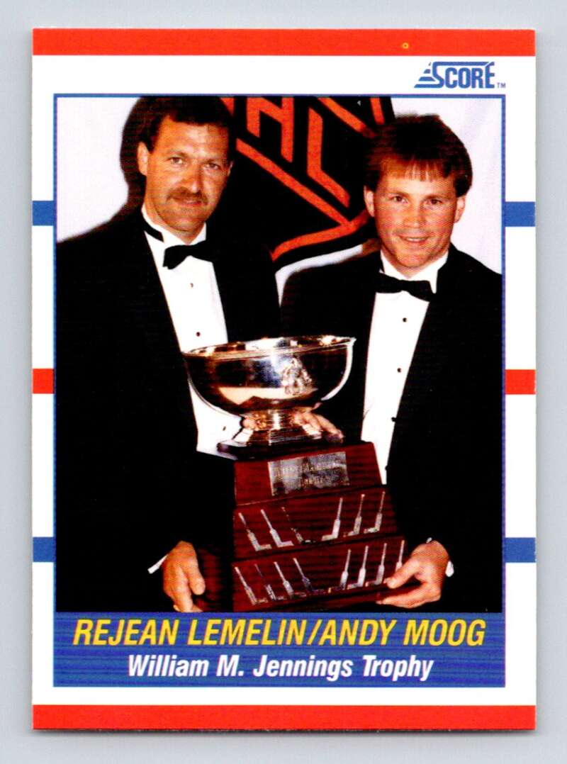 #365 Reggie Lemelin/Andy Moog TR - Boston Bruins - 1990-91 Score American Card